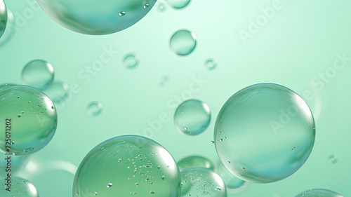 water bubble closeup on green background