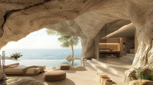 Modern architecture with ocean view  unique design.