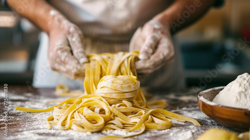 Handmade fresh pasta making process