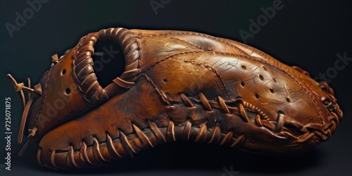 Vintage Baseball Glove on Black Background