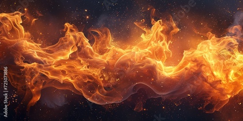 Vibrant Orange and Yellow Fire on Black Background