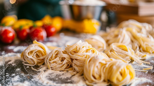 Handmade fresh pasta making process