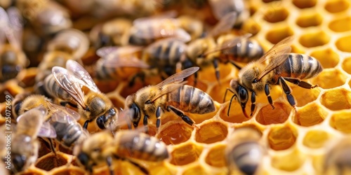 Bees Gathering on a Honeycomb