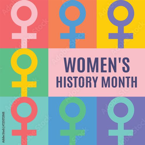 Women's History Month design concept . The annual month that highlights the contributions of women to events in history. 