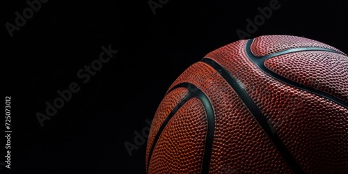 Close Up of Basketball on Black Background
