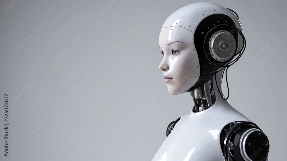 Futuristic female android with human-like appearance Futuristic female android with human-like appearance