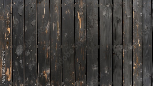 A detailed texture of black wooden planks with natural patterns