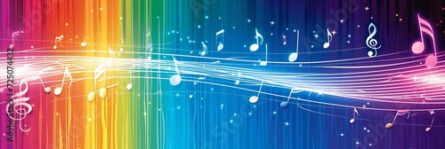 Melody of music  abstract background with vibrant music notes and signs   musical banner