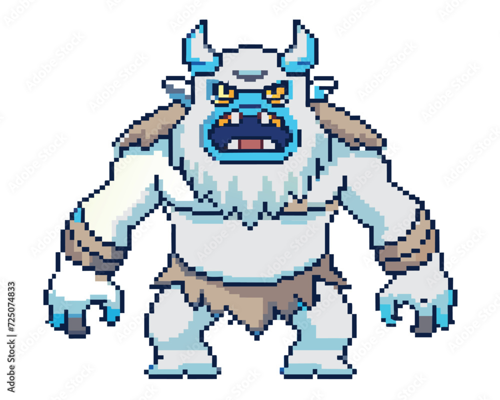 Pixel art 90s game character, comic character for t shirt design, logo, poster, card, banner.