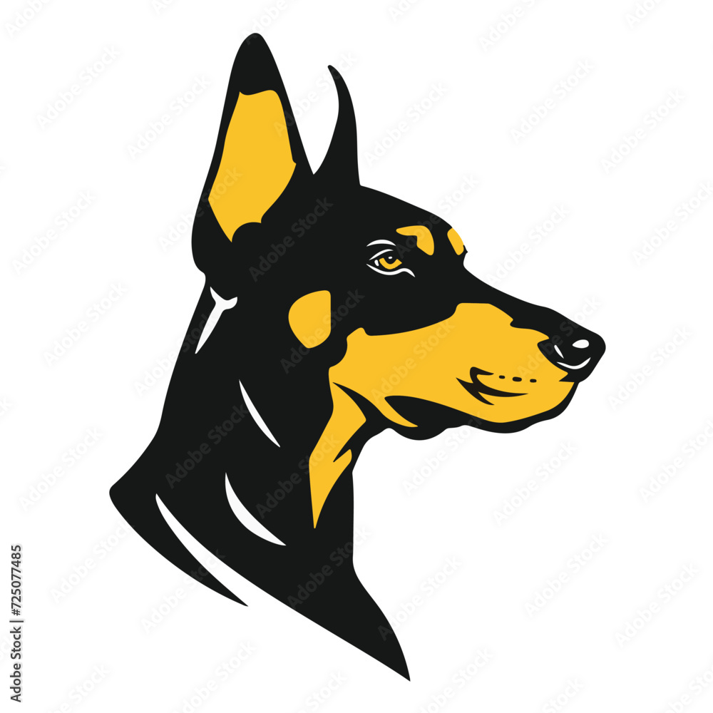 A Simple Logo of a Dog Breed Doberman Pins