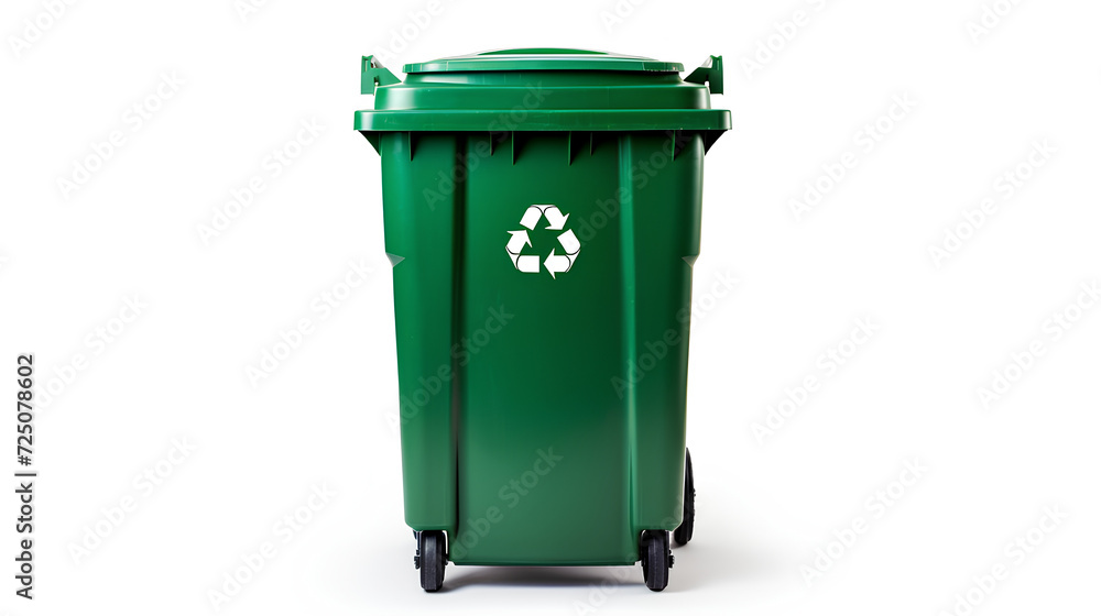 Green recycling container in the street. Sustainable concept. Renewable energy. Green recycling container in the street. Sustainable concept. Renewable energy.