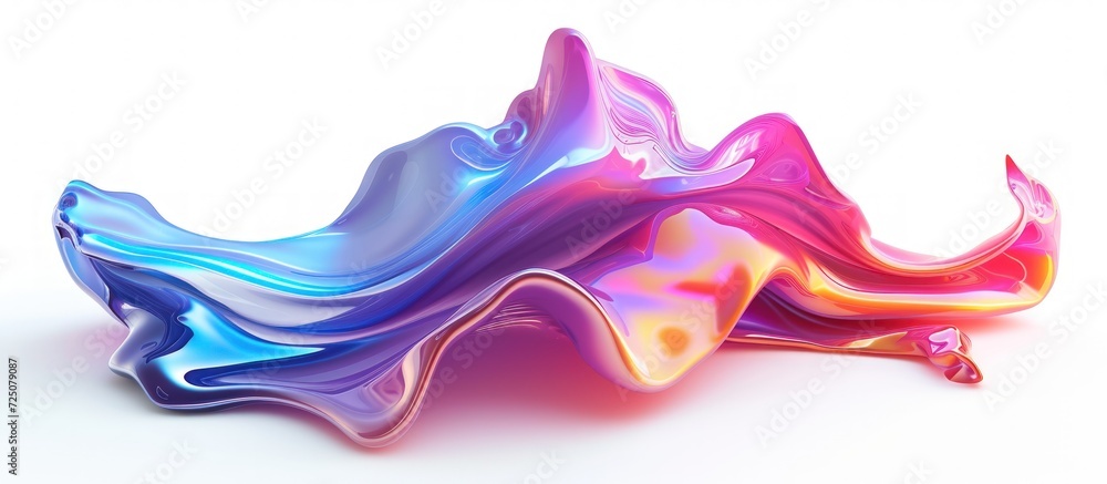 Abstract 3d rendering colorful fluid flowing motion shape effect on white background. AI generated Abstract 3d rendering colorful fluid flowing motion shape effect on white background. AI generated
