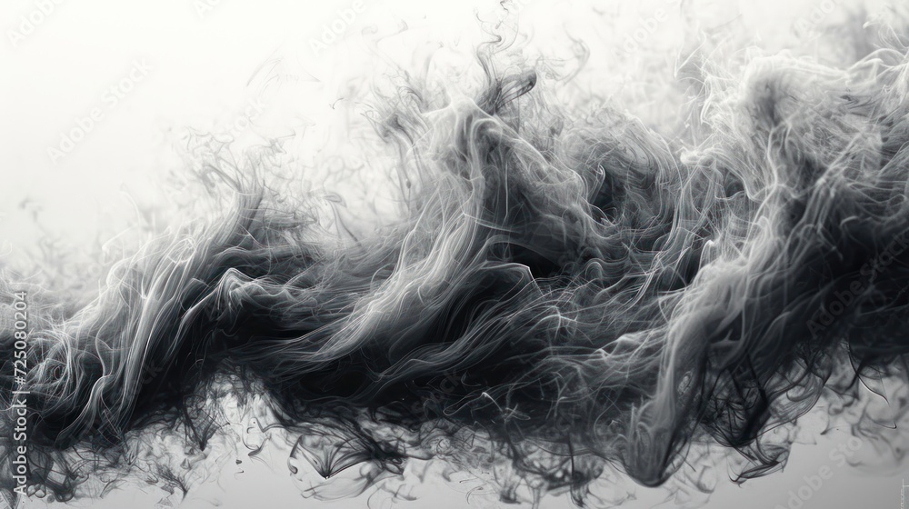a black and white photo of smoke coming out of the back of a fire extinguisher's mouth. a black and white photo of smoke coming out of the back of a fire extinguisher's mouth.