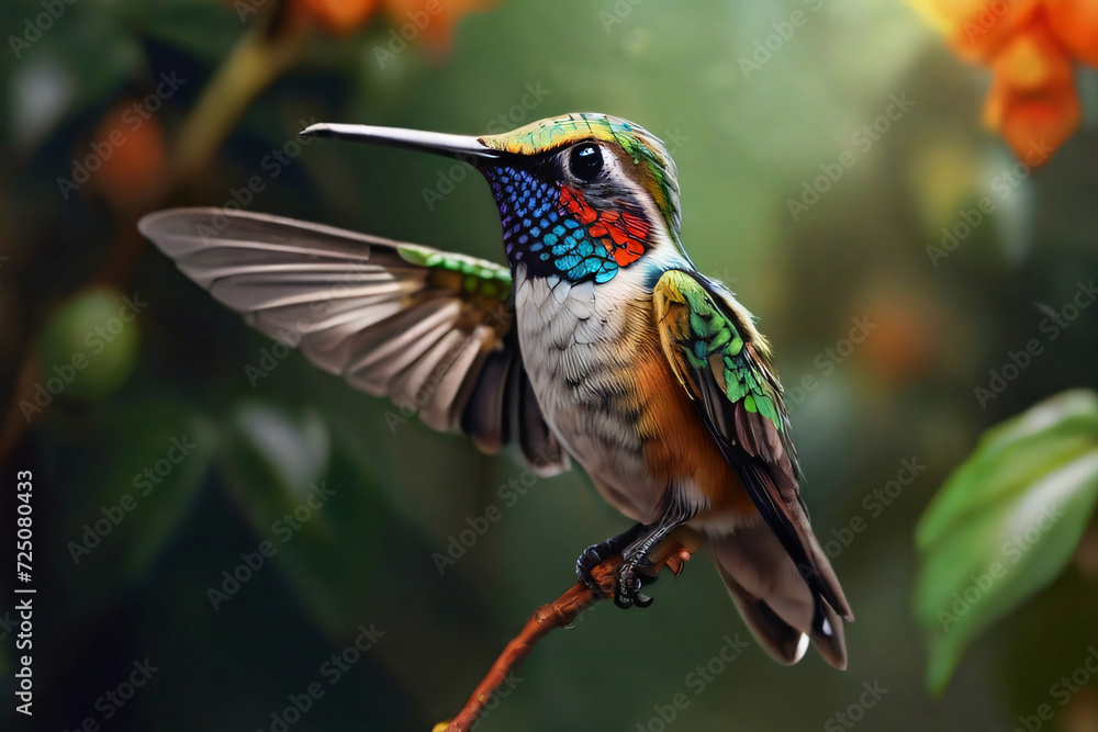 Kleiner Vogel Steht In Der Luft kleiner Vogel Kolibri fliegt durch die Luft und landet auf einem Ast