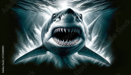 angry shark in the sea photo