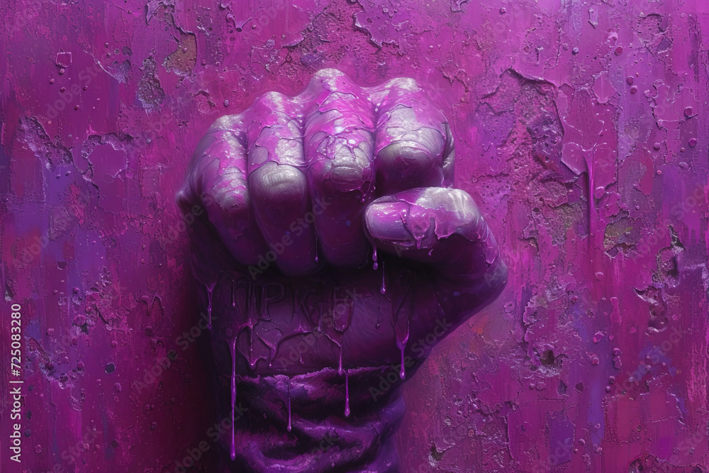 Obraz premium Purple Clenched Fist: A Resilient Stand for Equality