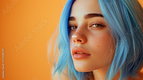 Portrait of a girl with tinted blue hair photo