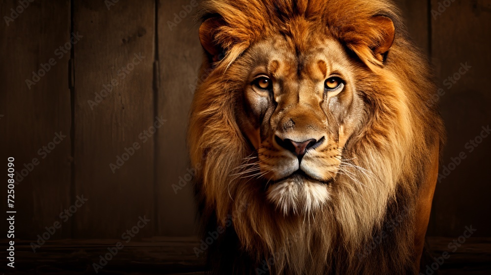 Bold and expressive leo portrayed by majestic lion in luxurious and dramatic atmosphere