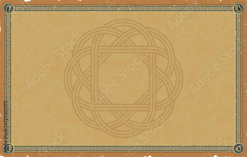 Large Medieval Parchment with Celtic Knot Frame, Fantasy Icons, Celtic Motif