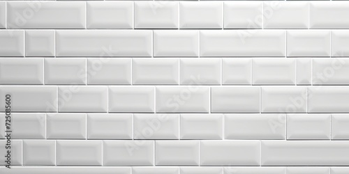 Seamless pattern of white ceramic brick tiles on a wall background.