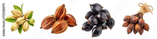 A Bunch Of Fresh Fragrant  Kokam seed Garcinia indica Indian confectionery Hyperrealistic Highly Detailed Isolated On Transparent Background Png File White Background Photo Realistic Image photo