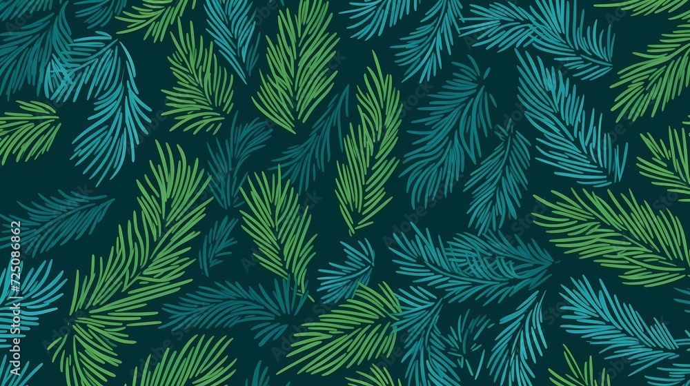 seamless background with coniferous branches pattern, coniferous, fir, 