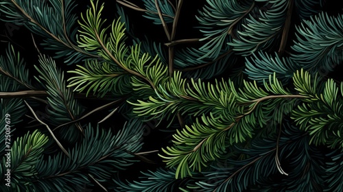 seamless background with coniferous branches pattern  coniferous  fir  