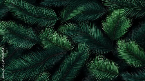 seamless background with coniferous branches pattern, coniferous, fir, © Nikita