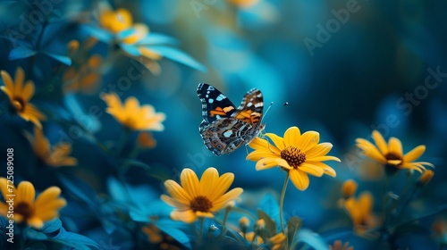 butterfly over the yellow flower