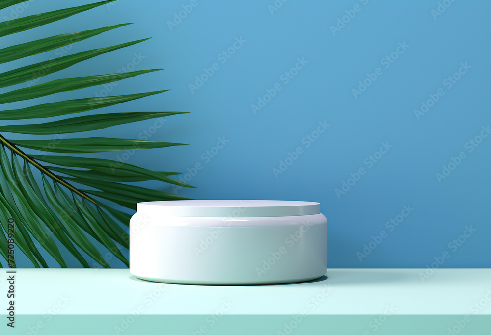 3d background product display podium scene with leaf geometric platform