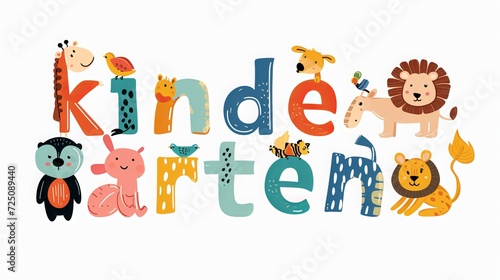  kindergarten  text with different animals.