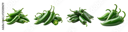 A Bunch Of Fresh Fragrant Jalapeño Capsicum annuum cultivar Hyperrealistic Highly Detailed Isolated On Transparent Background Png File White Background Photo Realistic Image photo