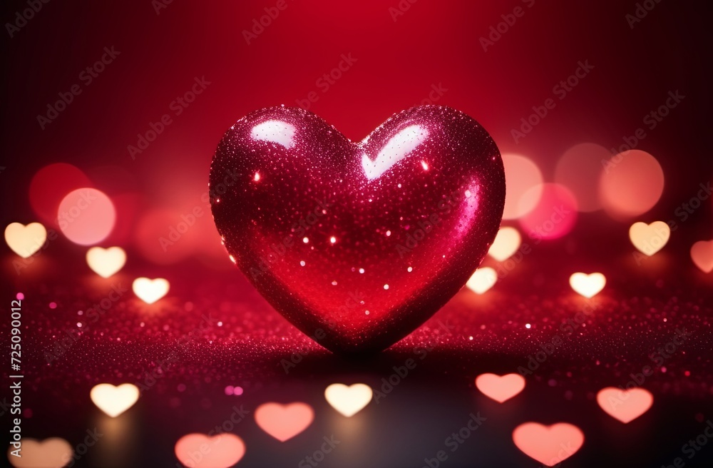 Volumetric hearts as a symbol of love on a bright background with bokeh. Valentine's Day. Illustration by Generative AI. Volumetric hearts as a symbol of love on a bright background with bokeh. Valentine's Day. Illustration by Generative AI.