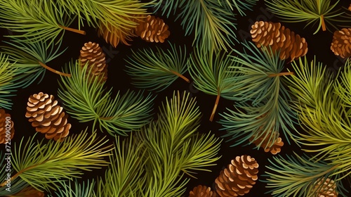 seamless background with coniferous branches pattern, coniferous, fir, 