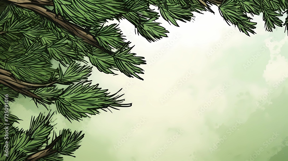 Obraz premium seamless background with coniferous branches pattern, coniferous, fir, 
