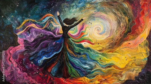 the dance of the colors with human figure