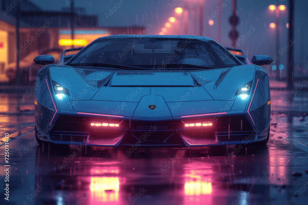 Fototapeta premium Futuristic Car front view high speed sports car