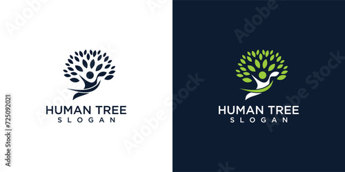 Tree people ecological symbol logo vector #725092021