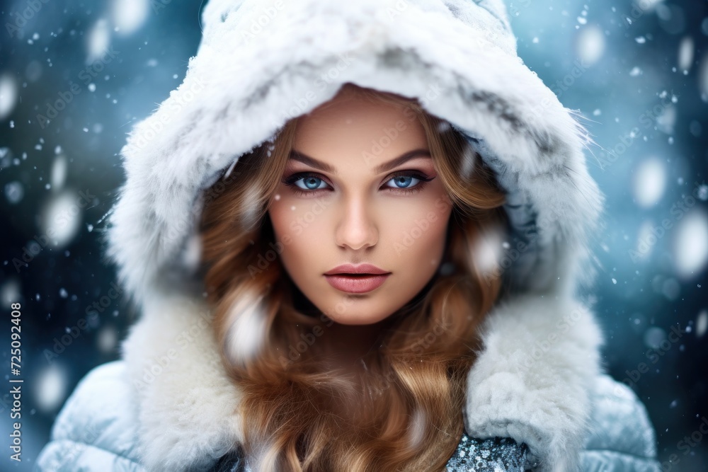 a woman wearing a fur hood a woman wearing a fur hood