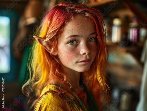 a girl with orange and yellow hair and ears © sam