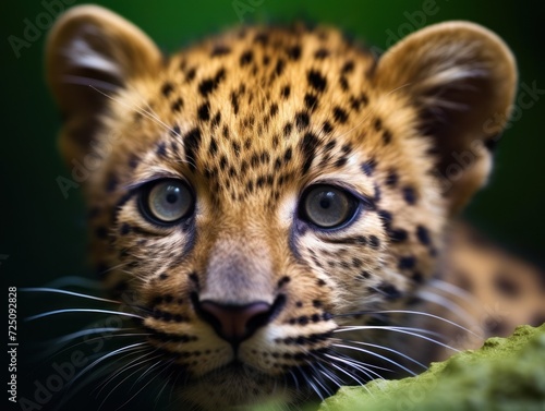 a close up of a leopard photo
