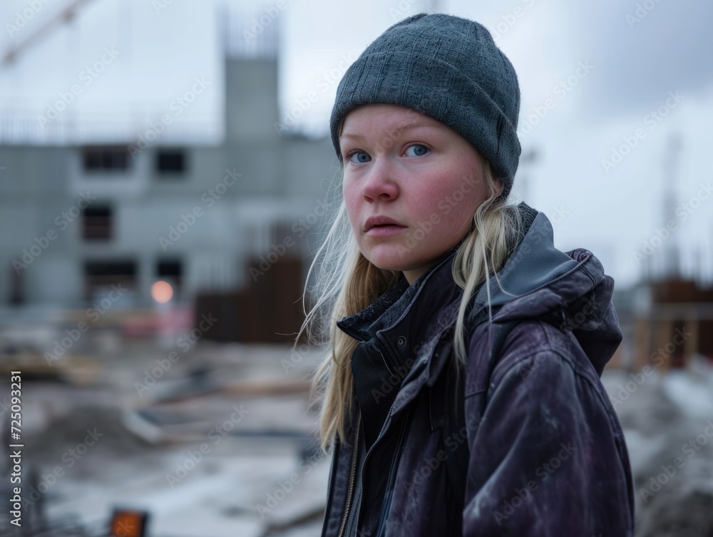 a woman in a beanie and jacket a woman in a beanie and jacket