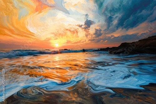 a sunset over a beach © sam