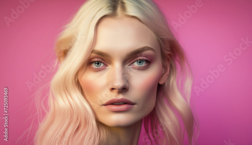 Photo digital portrait of young beautiful blonde woman 
