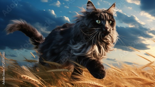 cat, Dragon Li running on a grass