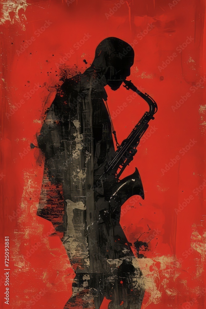 Naklejka premium Silhouette with African American saxophonist