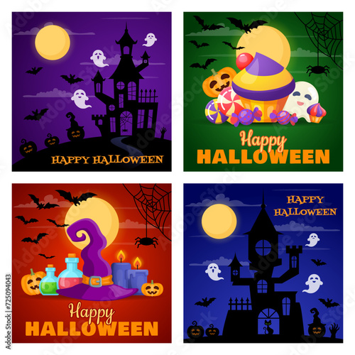 Set of Halloween banners design. Vector illustration
