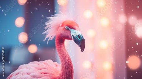 a pink flamingo with white feathers photo