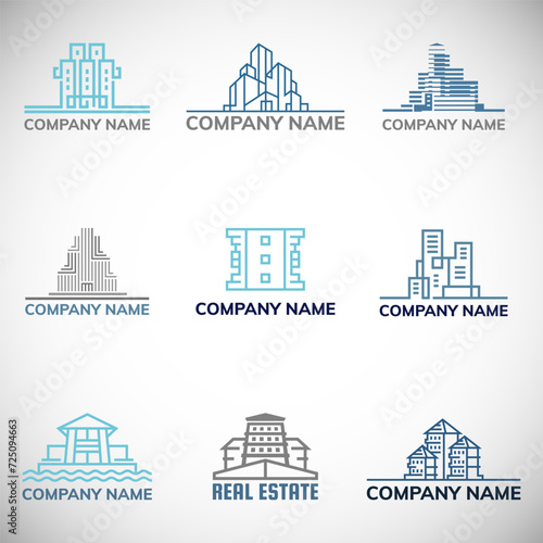 Set of real estate logo design. Vector illustration
