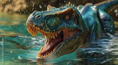 a dinosaur swimming in water © sam